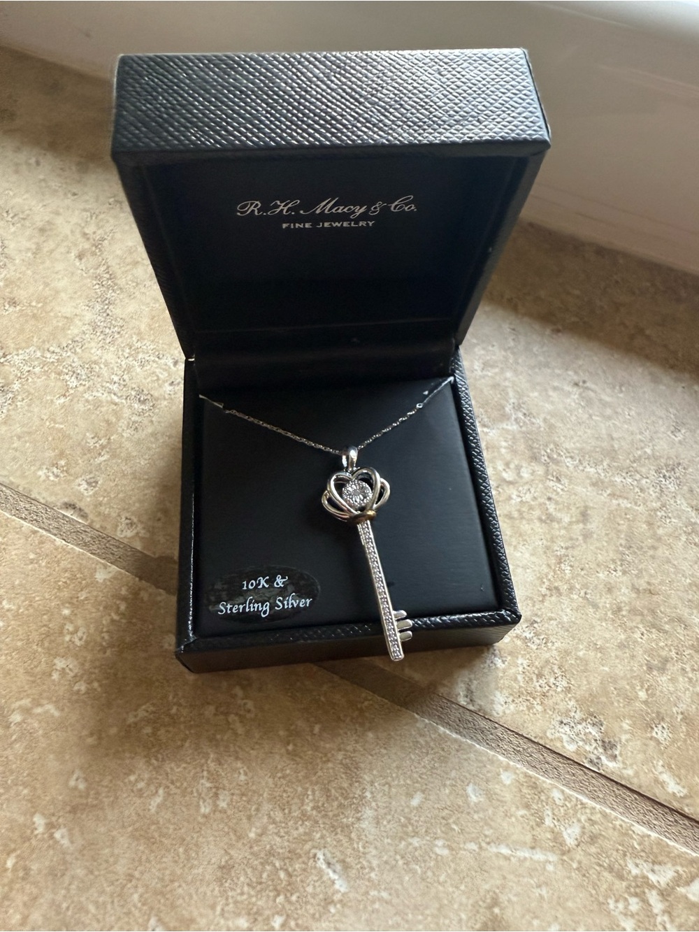 10K and sterling silver key heart necklace